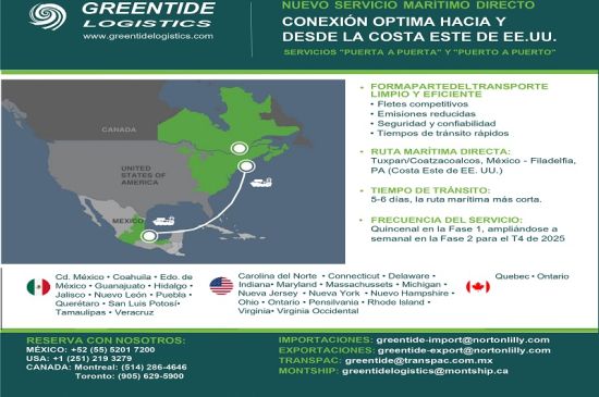 Tuxpan Port Terminal inauguró una nueva conexión con la naviera Green Tide Logistics fortaleciendo el comercio México –EE. UU. – Canadá